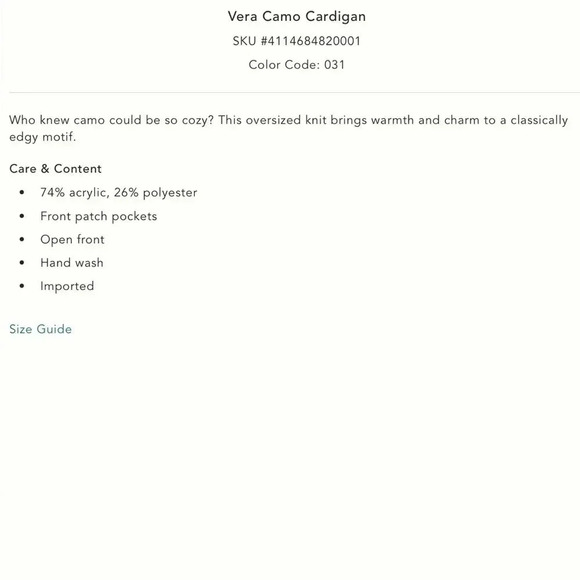 Anthropologie Vera Camo Cardigan in Moss Size Medium - Picture 15 of 16